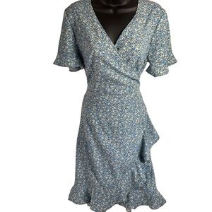 ONLY Floral print  Blue Wrap Dress SIZE 42